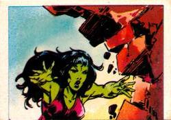 1984 Leaf Marvel Super Heroes Secret Wars Stickers #30 She-Hulk Front
