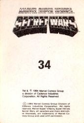 1984 Leaf Marvel Super Heroes Secret Wars Stickers #34 Iron Man Back