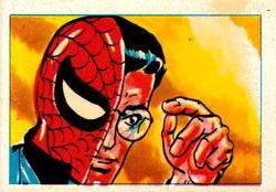 1984 Leaf Marvel Super Heroes Secret Wars Stickers #38 Spider-Man Front