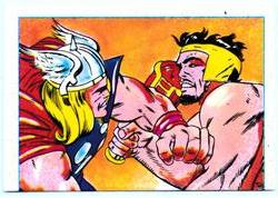 1984 Leaf Marvel Super Heroes Secret Wars Stickers #48 Thor vs. Hercules Front