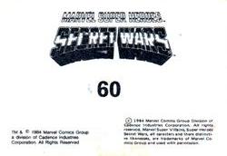 1984 Leaf Marvel Super Heroes Secret Wars Stickers #60 Magneto Back