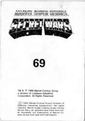 1984 Leaf Marvel Super Heroes Secret Wars Stickers #69 Beast Back