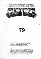 1984 Leaf Marvel Super Heroes Secret Wars Stickers #79 Rogue Back