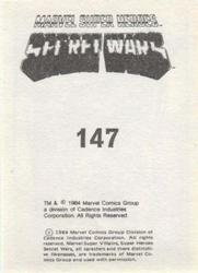 1984 Leaf Marvel Super Heroes Secret Wars Stickers #147 Byrrah Back
