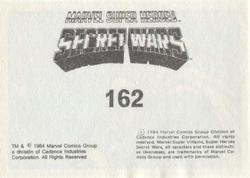 1984 Leaf Marvel Super Heroes Secret Wars Stickers #162 Vision Back