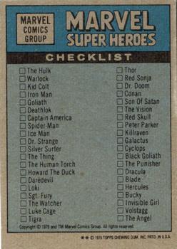 1976 Topps Marvel Super Heroes Stickers - Conan Puzzle & Checklist #NNO Conan / bottom center puzzle piece Back