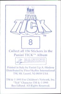 1995 Panini The Tick Stickers #8 Owww! Back