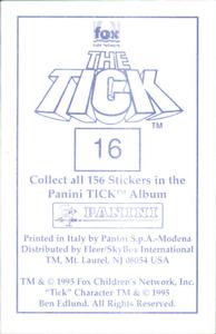 1995 Panini The Tick Stickers #16 (no caption) Back