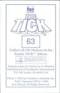 1995 Panini The Tick Stickers #63 ... is now seventy feet tall and walking do Back