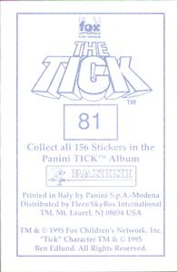 1995 Panini The Tick Stickers #81 Oof! Ugh! Hut! Back