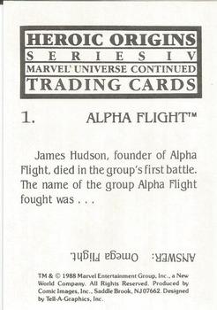 1988 Comic Images Marvel Universe IV Heroic Origins #1 Alpha Flight Back