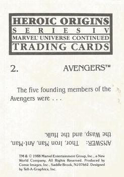 1988 Comic Images Marvel Universe IV Heroic Origins #2 The Avengers Back