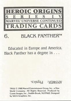 1988 Comic Images Marvel Universe IV Heroic Origins #6 Black Panther Back