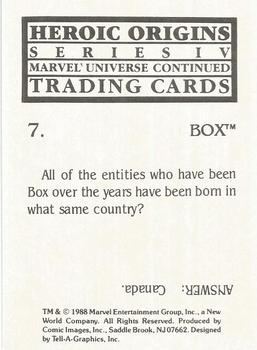 1988 Comic Images Marvel Universe IV Heroic Origins #7 Box Back