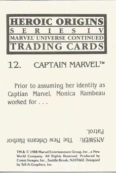 1988 Comic Images Marvel Universe IV Heroic Origins #12 Captain Marvel Back