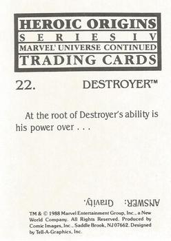 1988 Comic Images Marvel Universe IV Heroic Origins #22 Destroyer Back