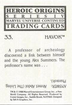 1988 Comic Images Marvel Universe IV Heroic Origins #33 Havok Back