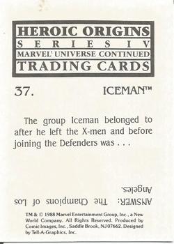 1988 Comic Images Marvel Universe IV Heroic Origins #37 Iceman Back