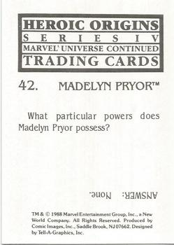 1988 Comic Images Marvel Universe IV Heroic Origins #42 Madelyne Pryor Back