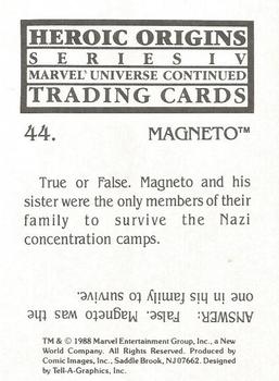 1988 Comic Images Marvel Universe IV Heroic Origins #44 Magneto Back