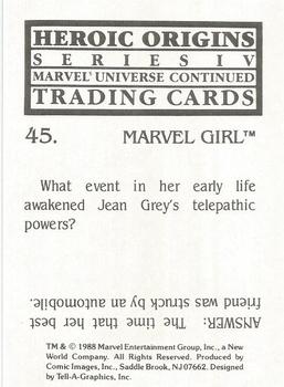 1988 Comic Images Marvel Universe IV Heroic Origins #45 Marvel Girl Back