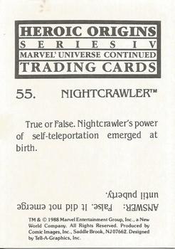 1988 Comic Images Marvel Universe IV Heroic Origins #55 Nightcrawler Back