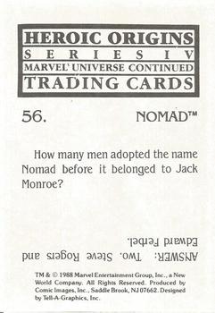 1988 Comic Images Marvel Universe IV Heroic Origins #56 Nomad Back