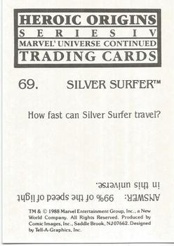 1988 Comic Images Marvel Universe IV Heroic Origins #69 Silver Surfer Back