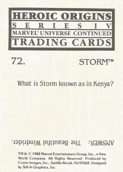 1988 Comic Images Marvel Universe IV Heroic Origins #72 Storm Back