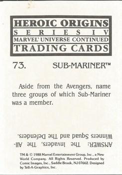 1988 Comic Images Marvel Universe IV Heroic Origins #73 Sub-Mariner Back