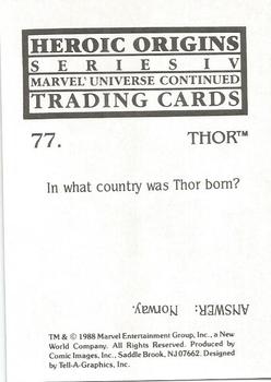 1988 Comic Images Marvel Universe IV Heroic Origins #77 Thor Back