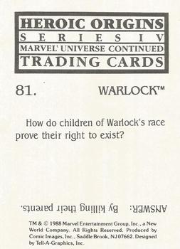 1988 Comic Images Marvel Universe IV Heroic Origins #81 Warlock Back