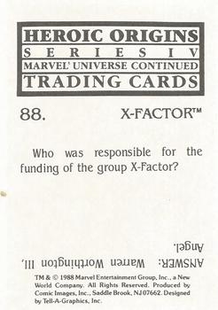 1988 Comic Images Marvel Universe IV Heroic Origins #88 X-Factor Back