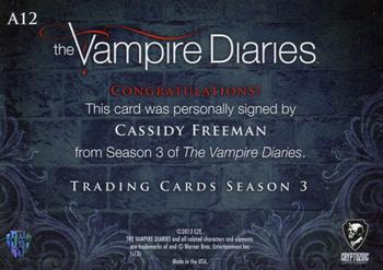 2014 Cryptozoic The Vampire Diaries Season 3 - Autographs #A12 Cassidy Freeman Back