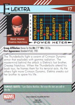 2015 Fleer Retro Marvel #17 Elektra Back