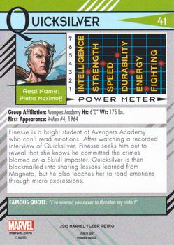 2015 Fleer Retro Marvel #41 Quicksilver Back