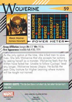 2015 Fleer Retro Marvel #59 Wolverine Back