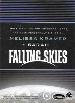 2013 Rittenhouse Falling Skies Season Two - Autographs #NNO Melissa Kramer Back