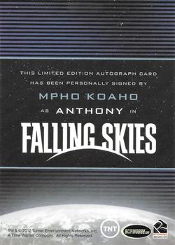 2013 Rittenhouse Falling Skies Season Two - Autographs #NNO Mpho Koaho Back