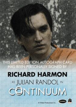 2014 Rittenhouse Continuum Seasons One and Two - Autographs #14 Richard Harmon Back