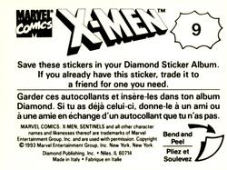 1993 Diamond X-Men Animated Series Stickers #9 NA Back