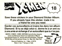 1993 Diamond X-Men Animated Series Stickers #18 NA Back