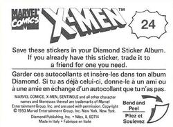 1993 Diamond X-Men Animated Series Stickers #24 NA Back