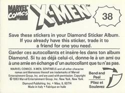 1993 Diamond X-Men Animated Series Stickers #38 NA Back