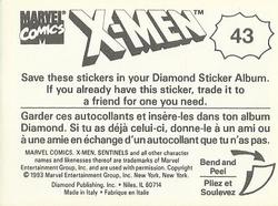 1993 Diamond X-Men Animated Series Stickers #43 NA Back