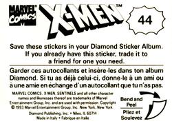 1993 Diamond X-Men Animated Series Stickers #44 NA Back