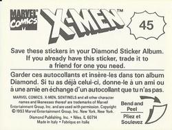 1993 Diamond X-Men Animated Series Stickers #45 NA Back