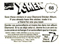 1993 Diamond X-Men Animated Series Stickers #68 NA Back