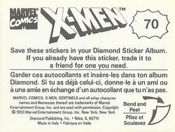 1993 Diamond X-Men Animated Series Stickers #70 NA Back