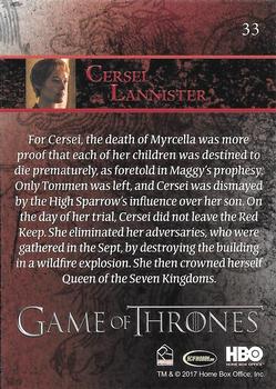 2017 Rittenhouse Game of Thrones Season 6 #33 Cersei Lannister Back